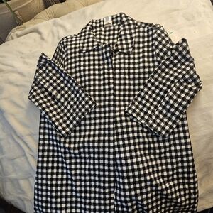 Chico's Black and White Plaid Button Down Coat-